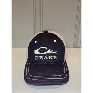 Drake Waterfowl Men's Trucker Hat Mesh Adjustable Navy Blue NWT